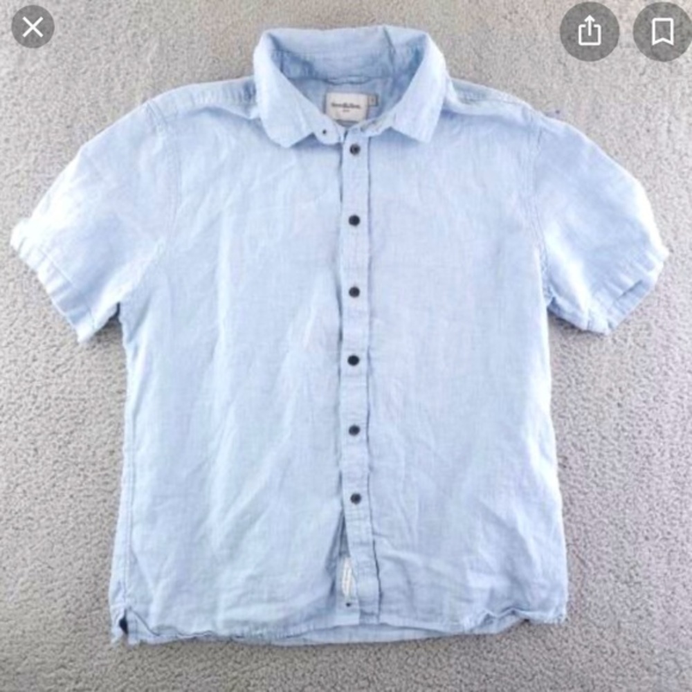 NWOT Mens M Goodiello & co Blue short sleeve linen blend shirt